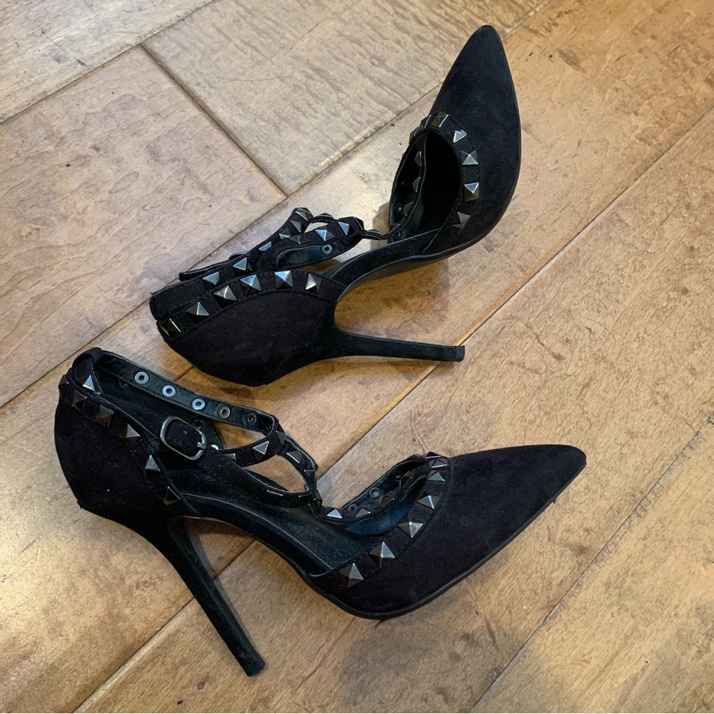Black Studded Women's Heels